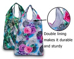 Kiwipi Bloom Collection Reusable Folded Waterproof Shopping Tote Bag 2-Pack NEW