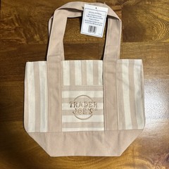 Trader Joe’s Striped Mini Canvas Tote Bag – Beige / Brown