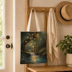 Vintage Forest Canvas Tote Bag for Women, Reusable Grocery Shoulder Shopping …