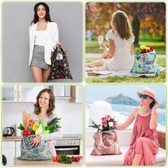 Weewooday 18 Pieces Foldable Reusable Grocery Bags Medium to Large, Colorful