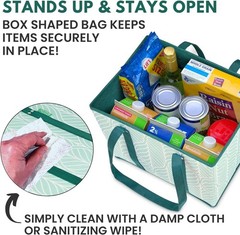 Eco-Friendly Heavy-Duty Reusable Grocery Bags 3 Pack – Easy Clean & Store, Green