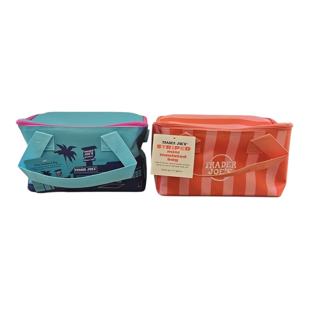 Trader Joe’s Summer 2026 MINI Insulated Bag Set of 2 Blue/Purple & Pink Stripe